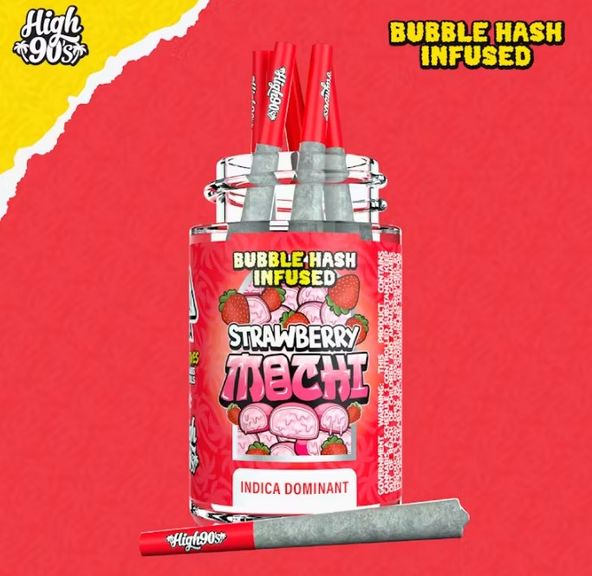 Strawberry Mochi - High Fives Bubble Hash Infused Pre-Rolls 5 Pack