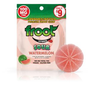 Froot Sour Watermelon Gummy 100mg THC Single Cut to Dose