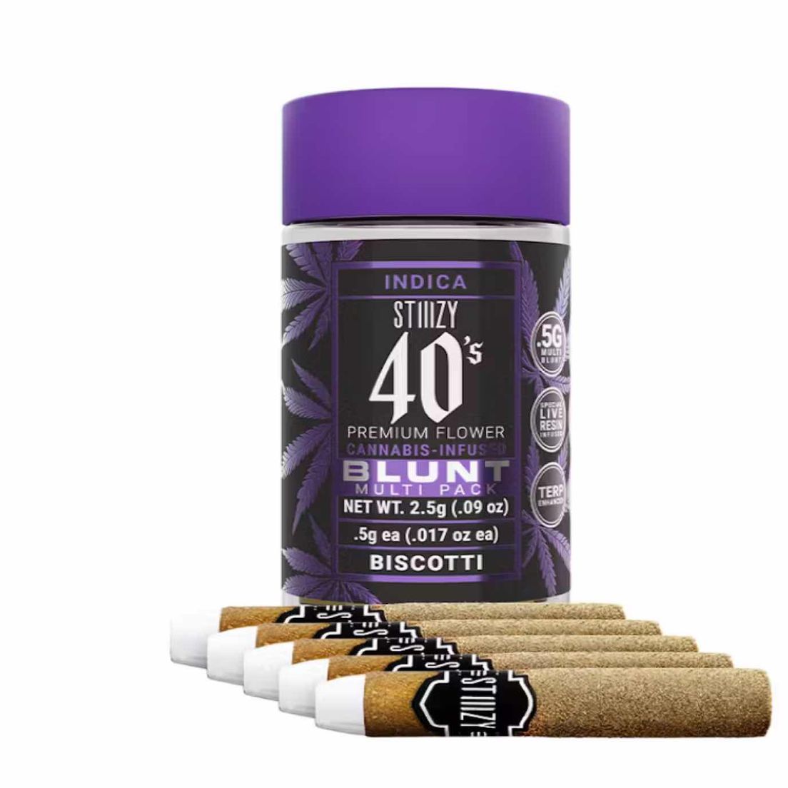 Stiiizy 40's Mini Blunts ( 5 pk) - Biscotti - THC: 40.35%