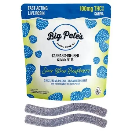 Big Pete's Fast-Acting Rosin Belts Sour Blue Raspberry 100mg