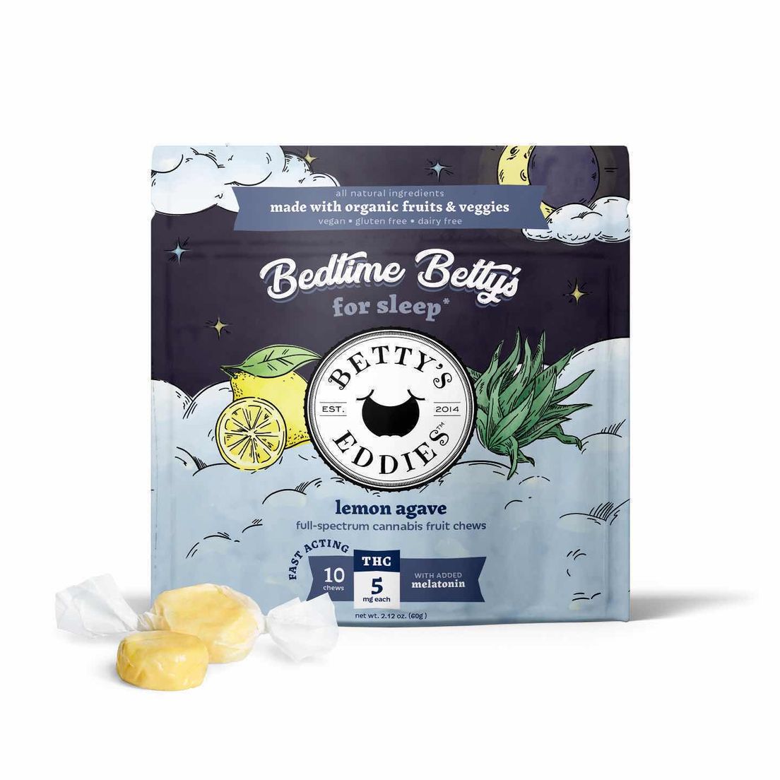 Bedtime Betty's for Sleep | 10pk Fast-Acting Fruit Chews | Betty's Eddies