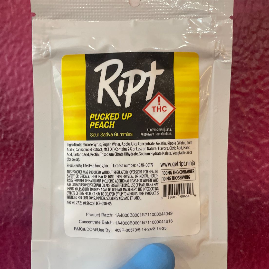 RIPT - Pucked Up Peach , Gummies 100mg