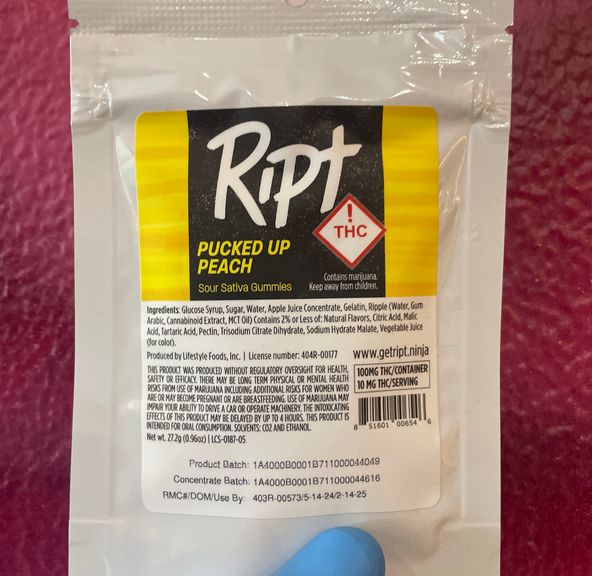 RIPT - Pucked Up Peach , Gummies 100mg