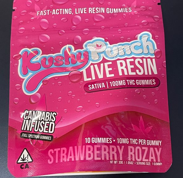 Kushy Punch- Strawberry Rozay Live Resin Gummies (S)