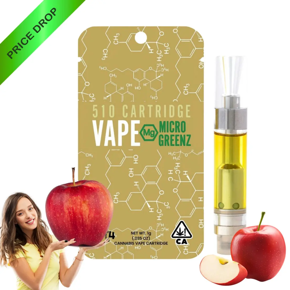 Micro Greenz | Vape Cartridge | 1g | H | Apple Fritter