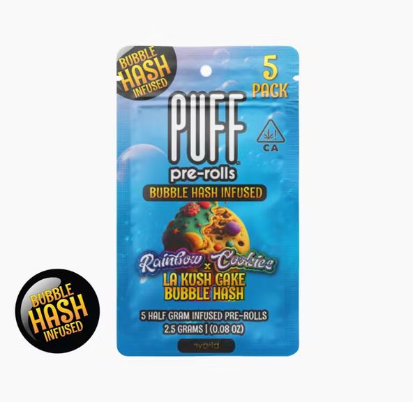 PUFF - Rainbow Cookies x LA Kush Cake - Bubble Hash Preroll (5 Pack) 2.5g
