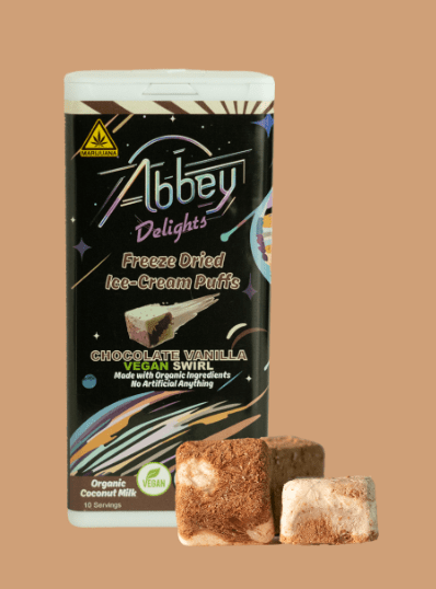 Abbey Delights Freeze Dried Ice Cream Puffs Chocolate Vanilla Swirl