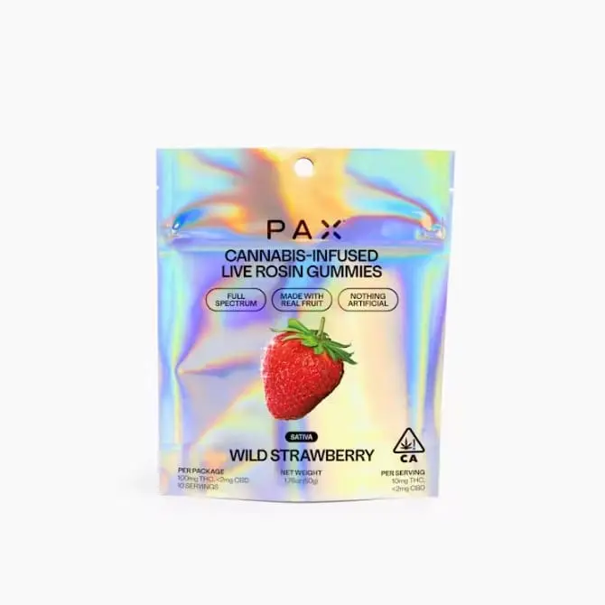 Pax - Live Rosin Gummies - Wild Strawberry - [10pk] (100mg) - 50 g