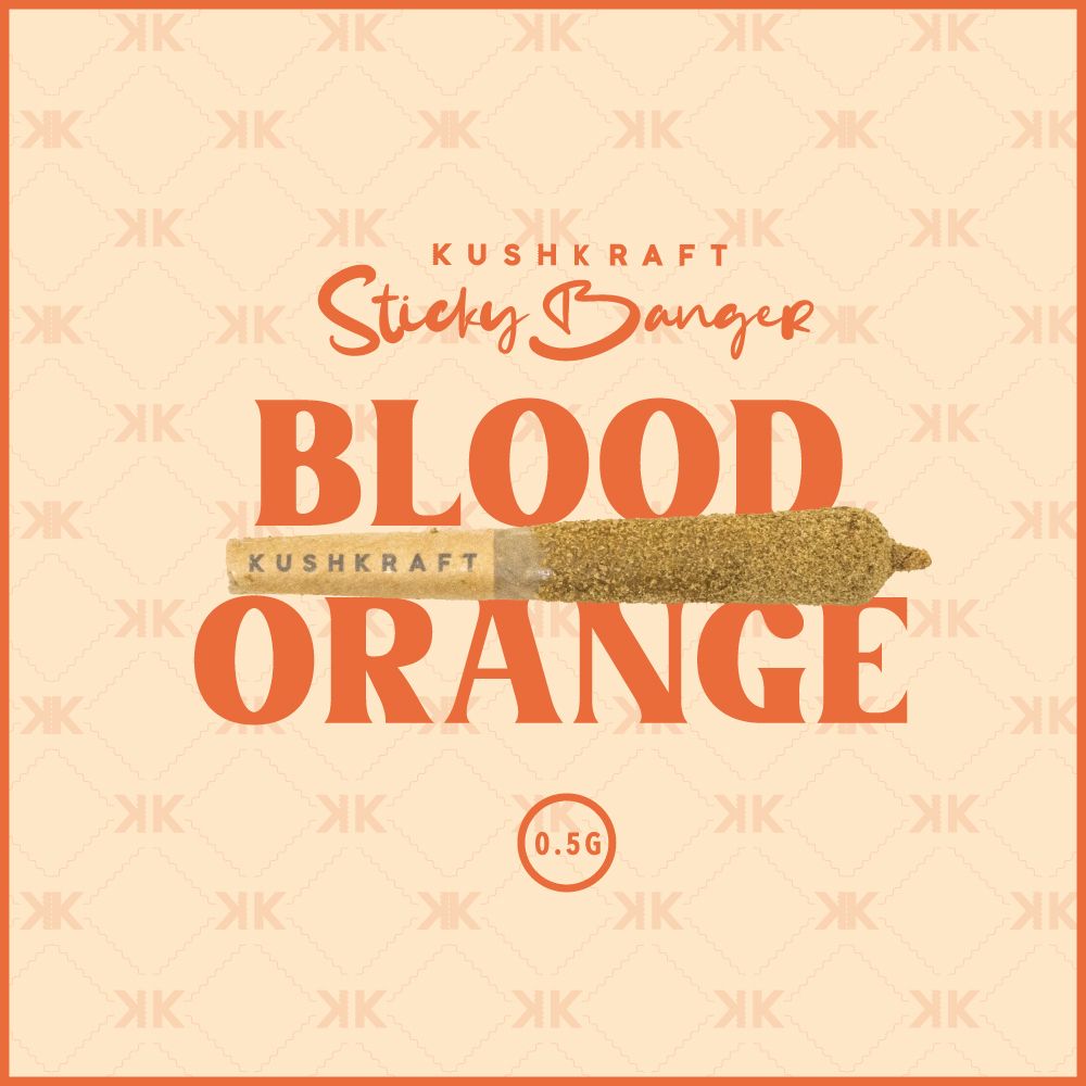 1 x 0.5g Infused Sticky Banger Pre-Roll Indica Blood Orange by KushKraft