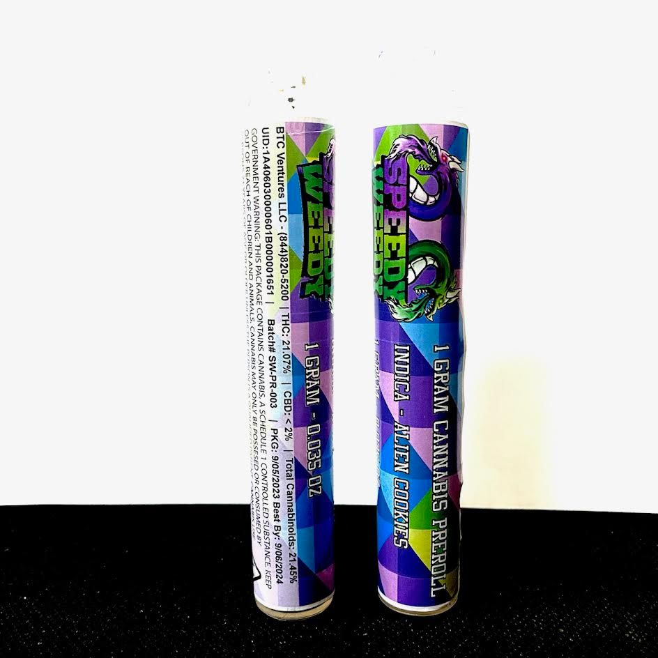 1. Speedy Weedy 1g Premium Pre Roll - Alien Cookies