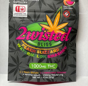 2wisted Gummies - Peach Watermelon Smashed - 1000mg