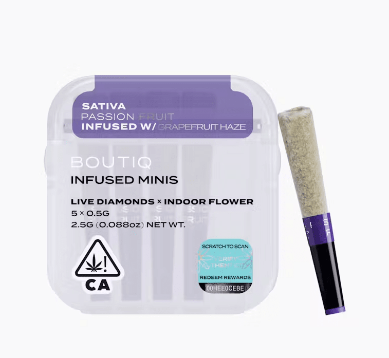 Boutiq Infused Mini Pre-roll 5pk Passionfruit x Grapefruit Haze 2.5g