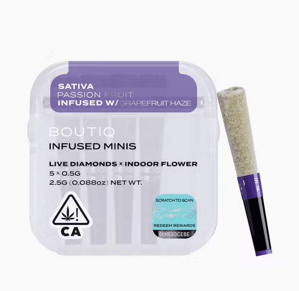 Boutiq Infused Mini Pre-roll 5pk Passionfruit x Grapefruit Haze 2.5g