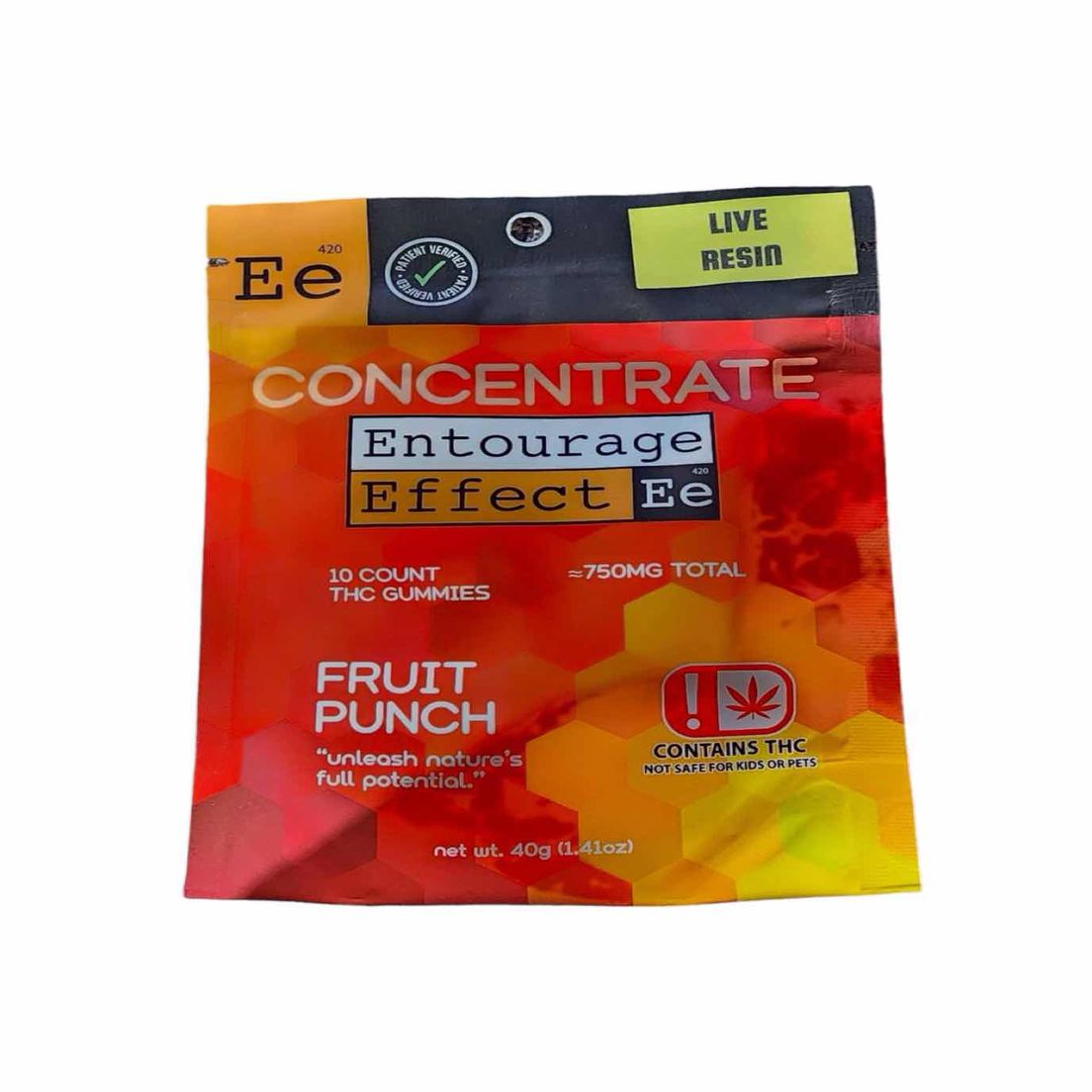 710 Trading Entourage Effect 750mg Live Resin THC Fruit Punch Gummy 10ct