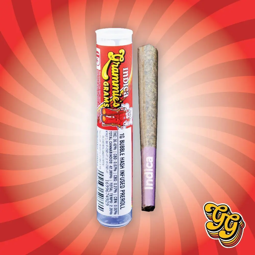 Grammies Grams - Tropic Gelato 1g (Bubble Hash Infused) Pre-roll