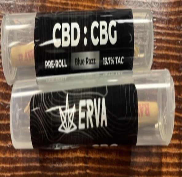 Blue Razz (CBD:CBG) | 1g Hemp Flower Preroll | ERVA