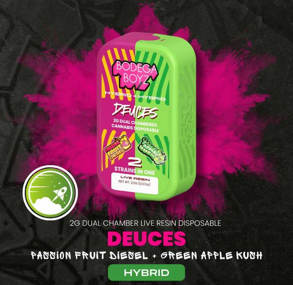 Bodega Boys Deuces 2G Disposable (PASSION FRUIT DIESEL & GREEN APPLE KUSH)