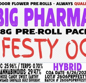 Big Pharma - 28g Pre-Roll Pack - Festy OG (H)