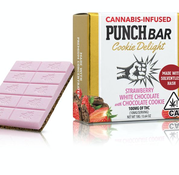 Punch Edibles - 100mg Solventless Cookie Delight - Strawberry White Chocolate with Chocolate