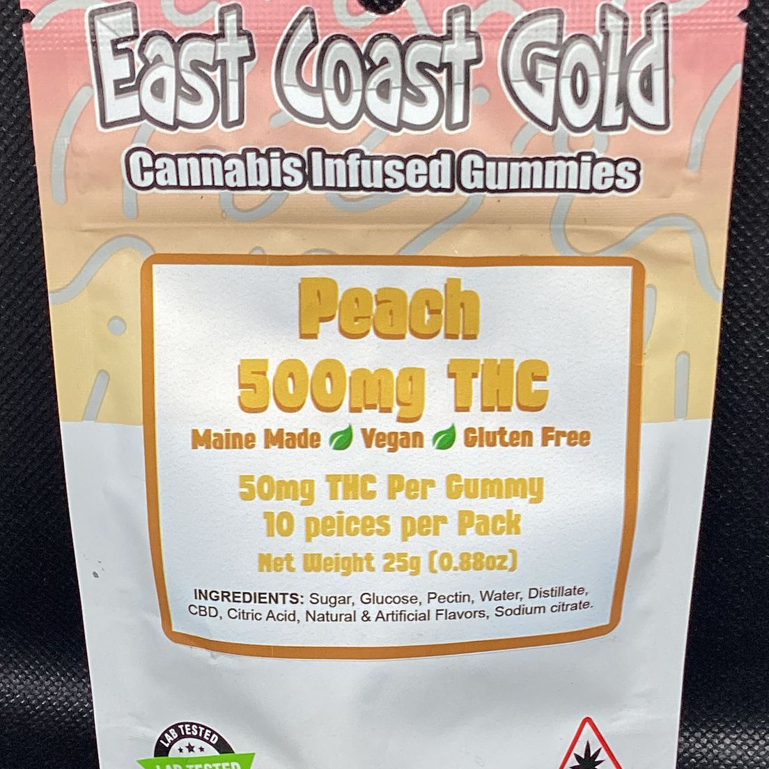 East Coast Gold- Peach- Gummies- THC- 500mg