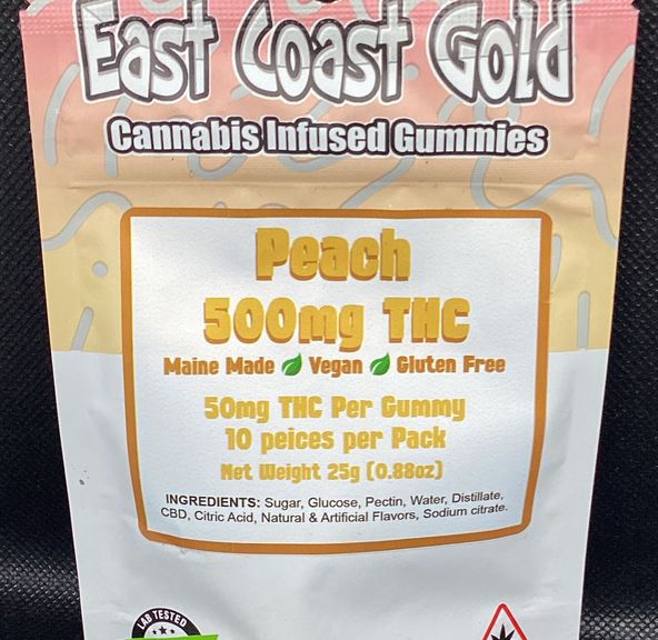 East Coast Gold- Peach- Gummies- THC- 500mg