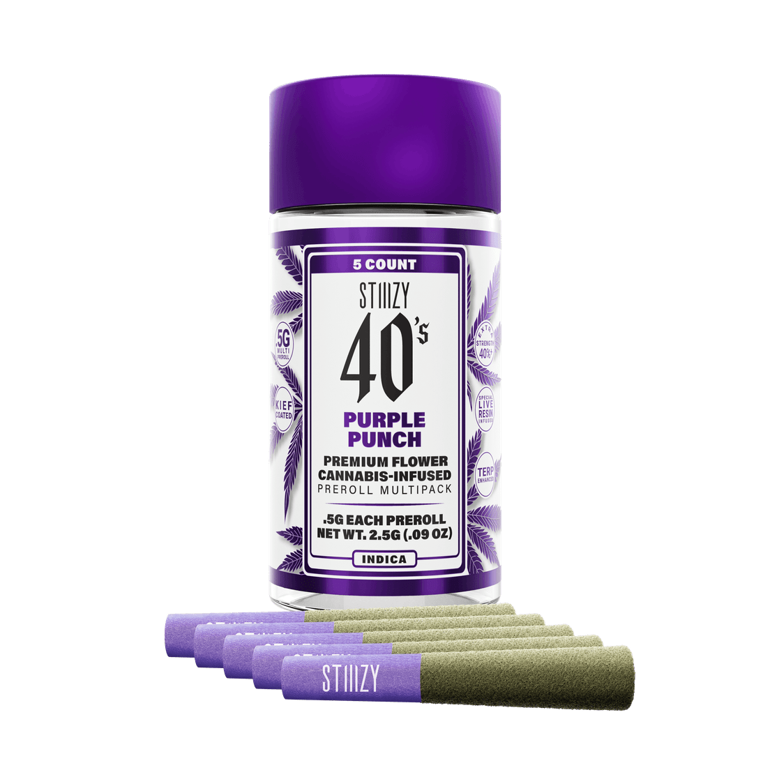 STIIIZY - 40's Multi-Pack (x5) .5g Prerolls - 2.5g - Purple Punch