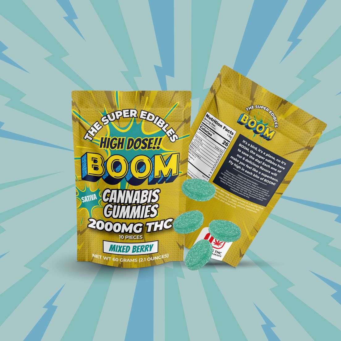 BOOM MIXED BERRY GUMMIES 2000MG