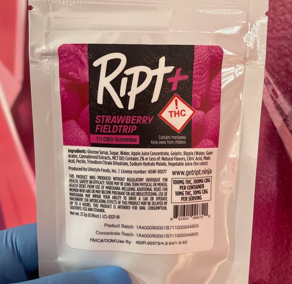 RIPT - Strawberry Fieldtrip Gummies 1:1 CBG