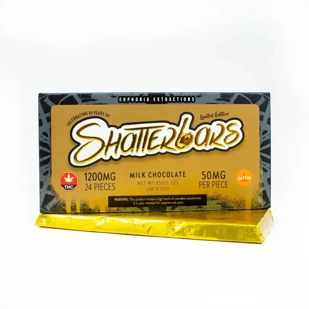1200mg Milk Chocolate Indica Shatter Bar by Euphoria Extractions