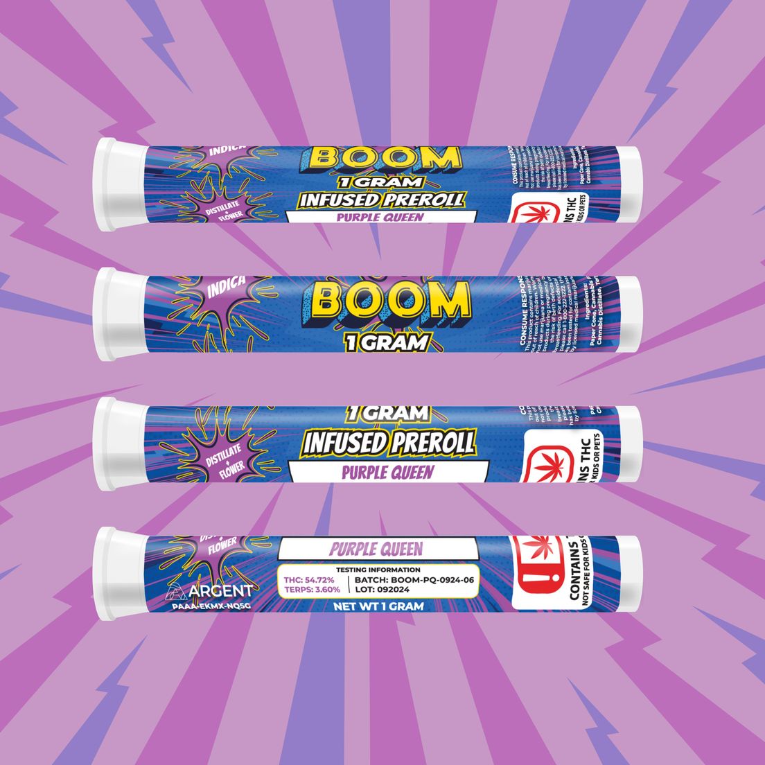 BOOM PURPLE QUEEN INFUSED PREROLL 1G