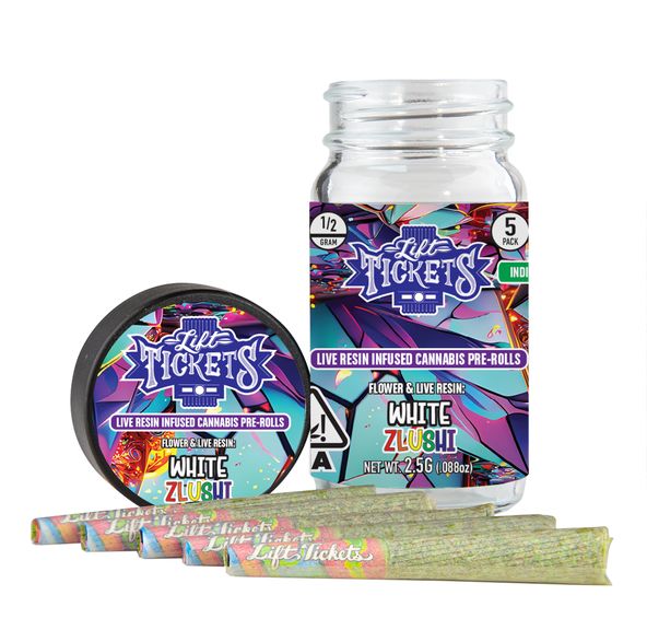 Lift Tickets - (x5) .5g Prerolls - 2.5g - White Zlushi