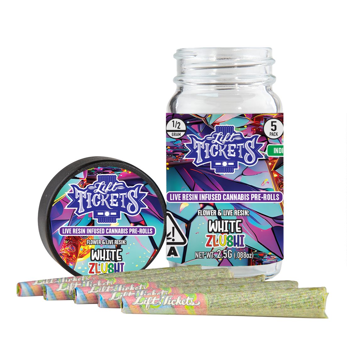 Lift Tickets - (x5) .5g Prerolls - 2.5g - White Zlushi