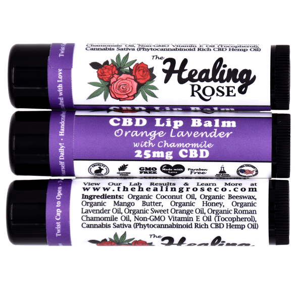 Healing Rose Orange Lavender Lip Balm 25mg Full Spectrum