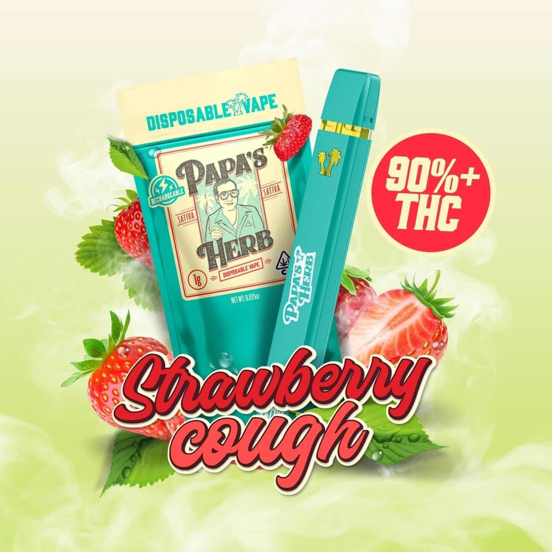 1g Strawberry Cough All In One Vape - PAPA'S HERB