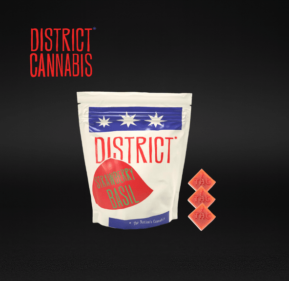District Cannabis | Chewable Troche | THC Gummies | Strawberry Basil | 20mg THC | 10-Pack (200mg Total THC)
