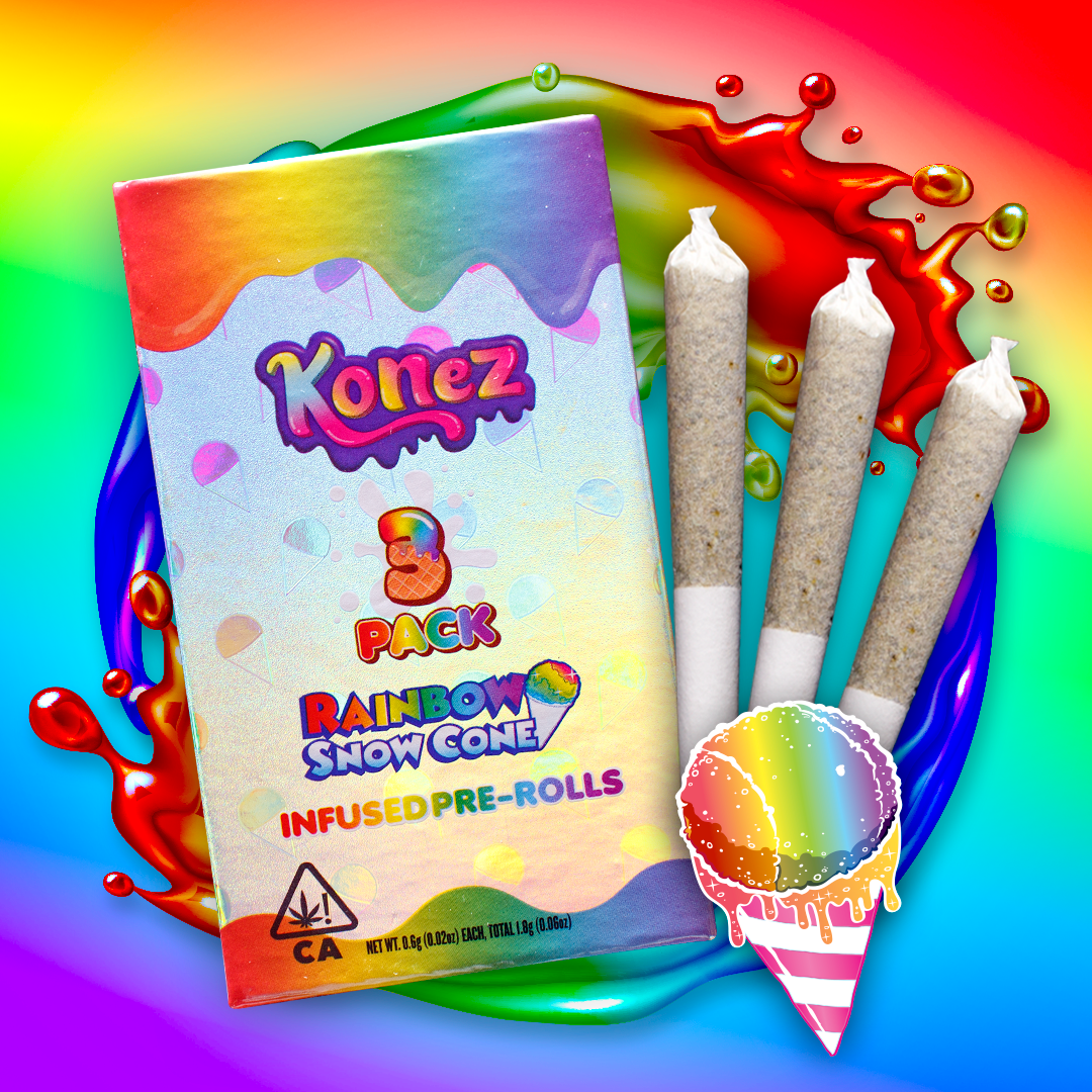 Rainbow Snow Cone Infused Pre Rolls 3 Pack 1.8g - KONEZ