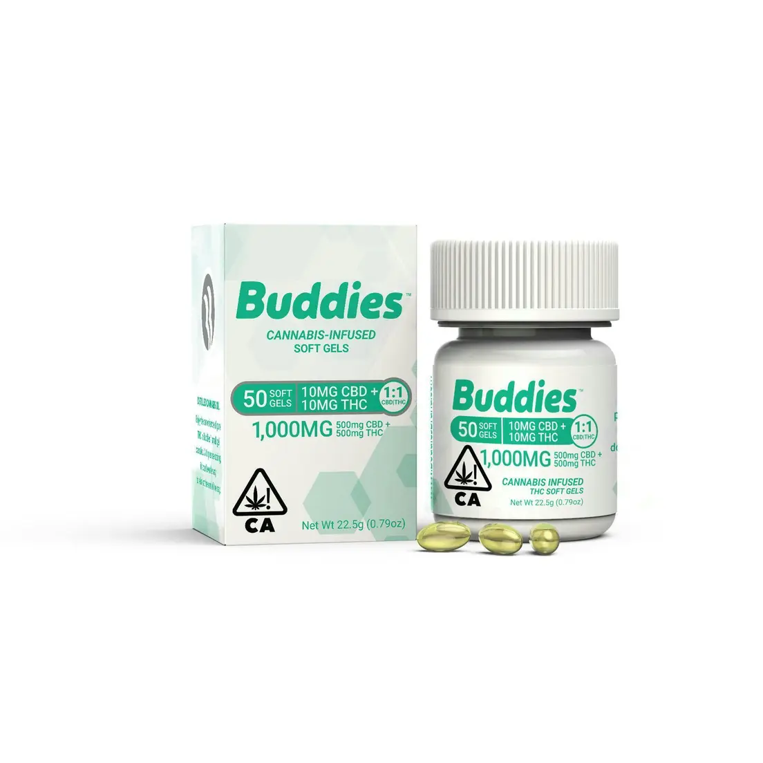 Buddies - 10mg:10mg THC/CBD Capsule 50pc= 500mg:500mg THC/CBD