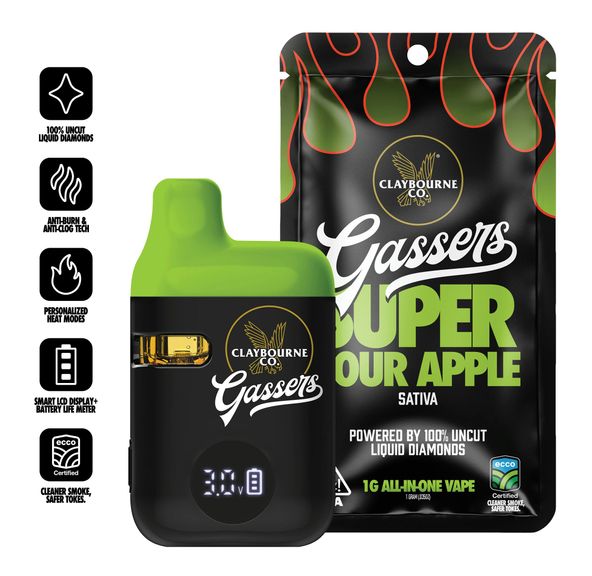 Claybourne Co. - Gassers Liquid Diamonds AIO - 1g - Super Sour Apple