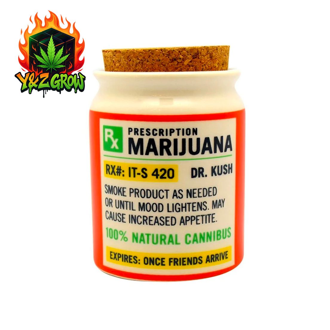 420 Prescription Ceramic Stash Jar Cork Lid 2oz