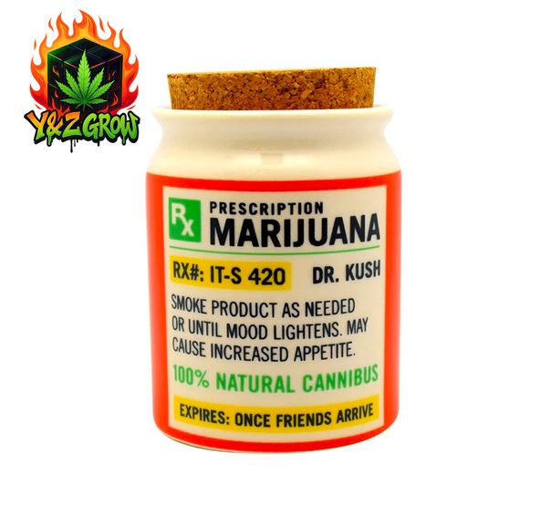 420 Prescription Ceramic Stash Jar Cork Lid 2oz