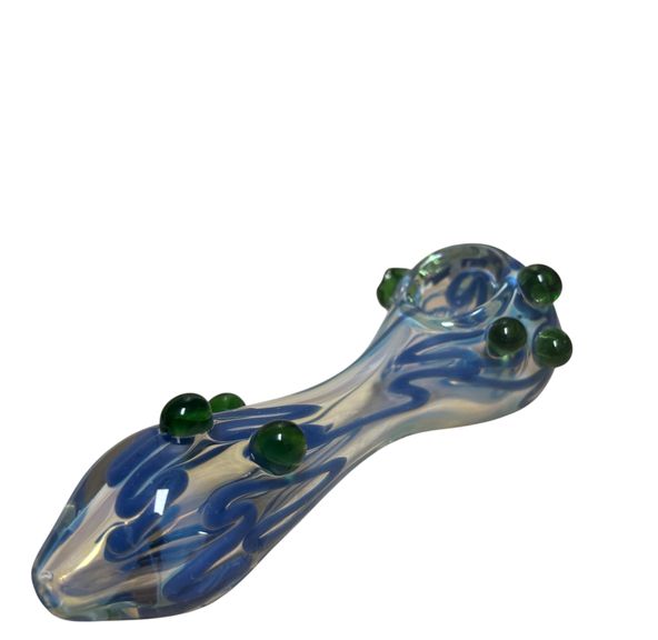 4" Blue Swirl Bubble Hand Pipe