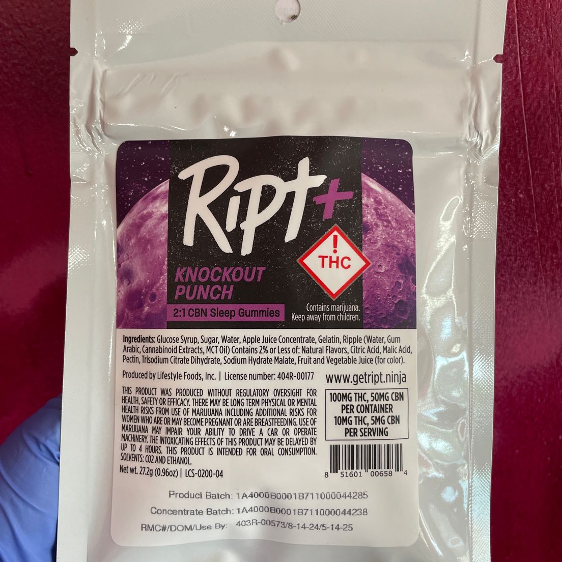 RIPT - Knockout Punch 2:1 CBN Sleep Gummies