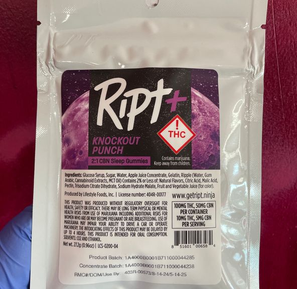 RIPT - Knockout Punch 2:1 CBN Sleep Gummies