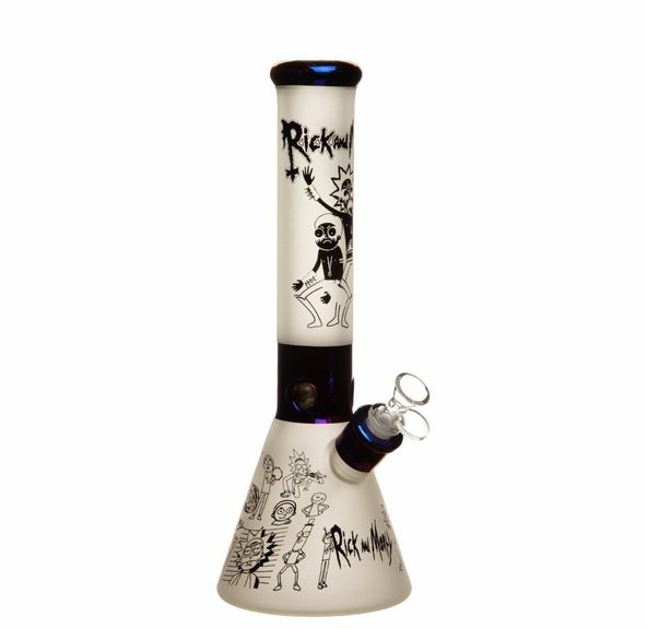 14" Rick and Morty Black & White Glass Bong