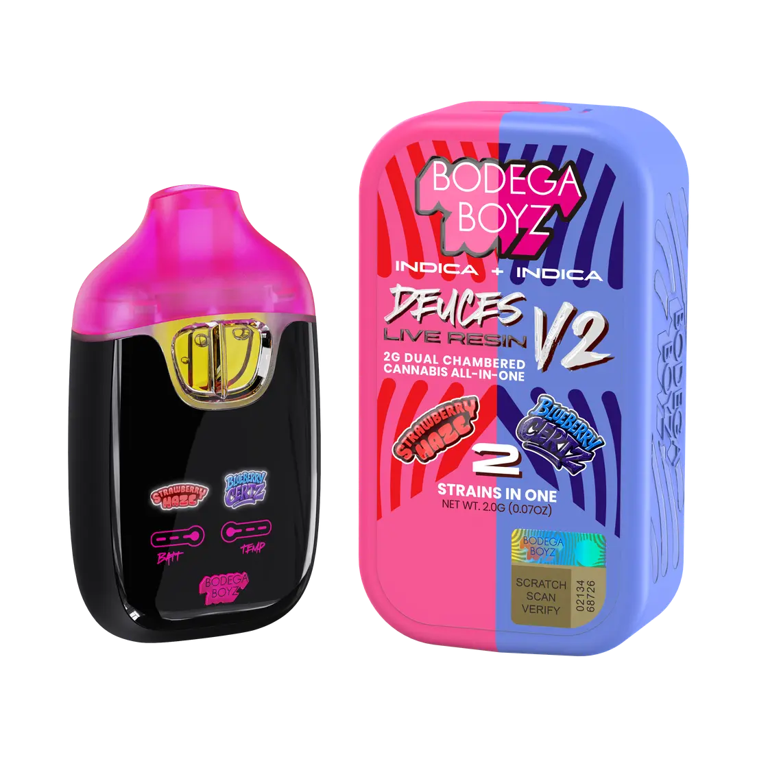 Deuces - Live Resin Vape - Strawberry Haze & Blueberry Certz 2.00 g
