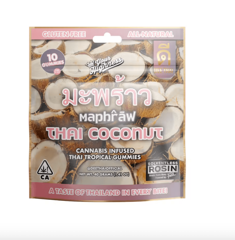 Dee Thai Solventless Hash Rosin 100MG Gummies Thai Coconut