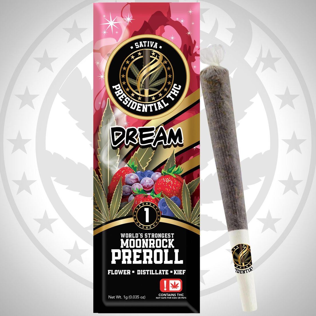 PRESIDENTIAL THC DREAM MOONROCK PREROLL 1G