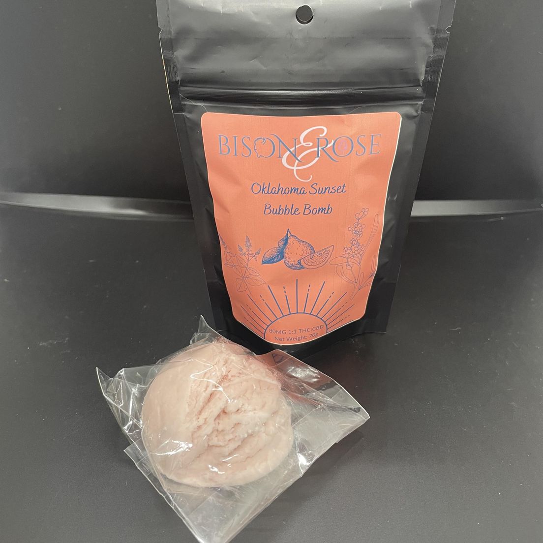 BISON & ROSE - SUNSET BUBBLE BOMB 100mg 1:1 THC:CBD - OKLAHOMA SUNSET