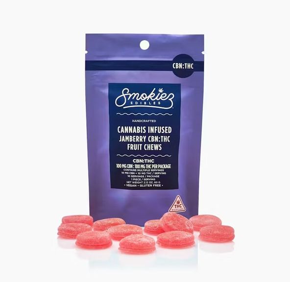 CBN:THC 1:1 Jamberry100mg CBN:100mg THC Fruit Chews