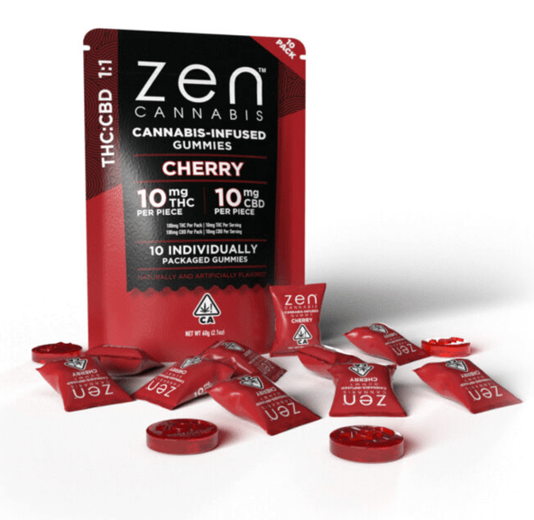 1:1 Cherry 100mgTHC/100mgCBD 10 Pack Gummies